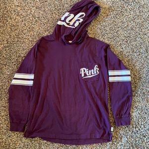 Pink long sleeve shirt with a hood